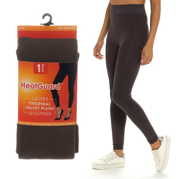 LADIES VELVET PLUSH LEGGINGS CHARCOAL