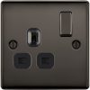 BG BLACK NICKEL 1 GANG SINGLE SWITCH SOCKET