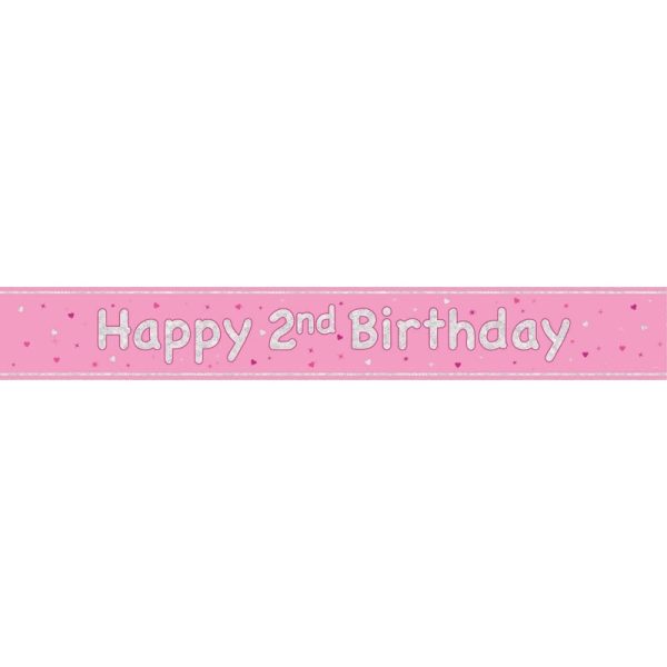 HAPPY 1ST BIRTHDAY BANNER PINK 9FT
