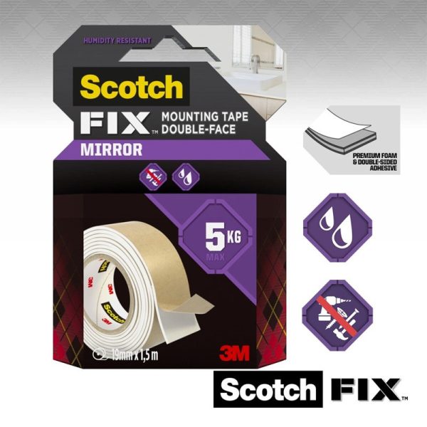 SCOTCH FIX MIRROR MOUNTING TAPE 19MMX1.5M