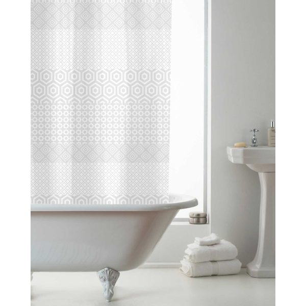 COUNTRYCLUB PEVA SHOWER CURTAIN WITH HOOKS GEO