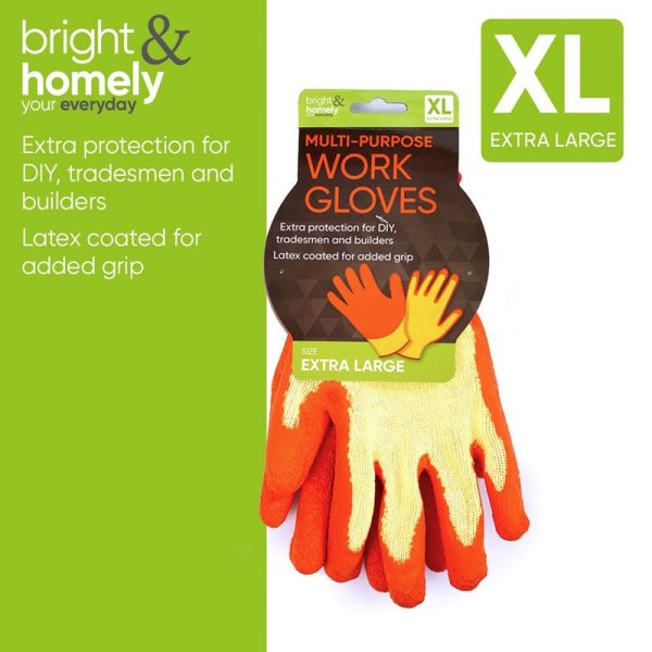 BRIGHT & HOMELY WORK GLOVES EXTRA LARGE PACK OF 12
