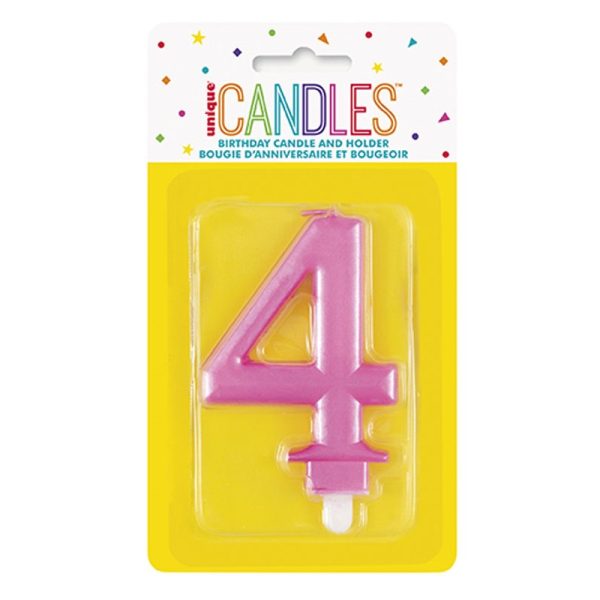 CANDLE METALLIC PINK NUMBER 4