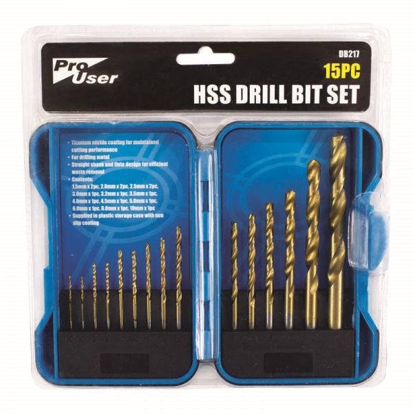 PRO USER HSS DRILL BIT 15PC SET