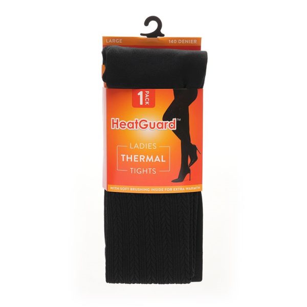 LADIES CABLE FLEECE LINED THERMAL TIGHTS