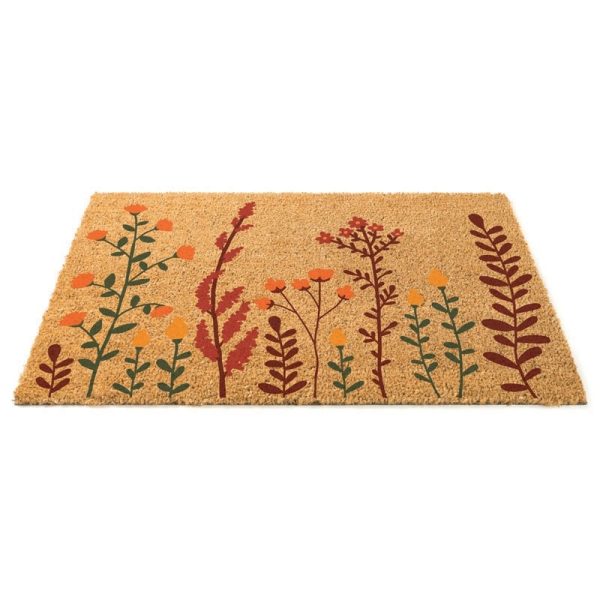 DOOR MAT PVC COIR MAT AUTUMNAL FLOWERS 60 X 40CM