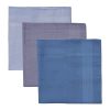 MENS HANKIES IN COUNTER DISPLAY BROWN BOX 100% COTTON BLUES PACK OF 3
