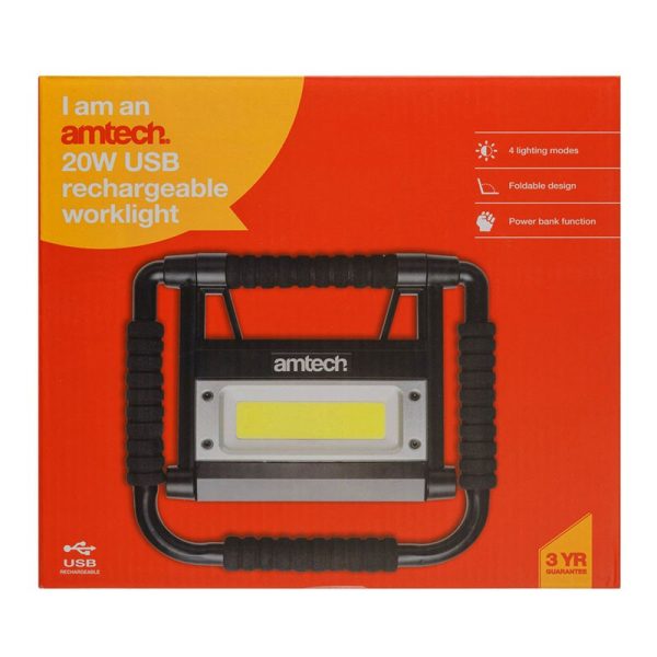 AMTECH RECHARGEABLE WORK LIGHT 20W USB