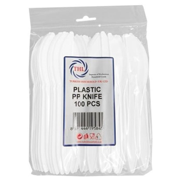 THL KNIFE PLASTIC REUSABLE WHITE 100PCS