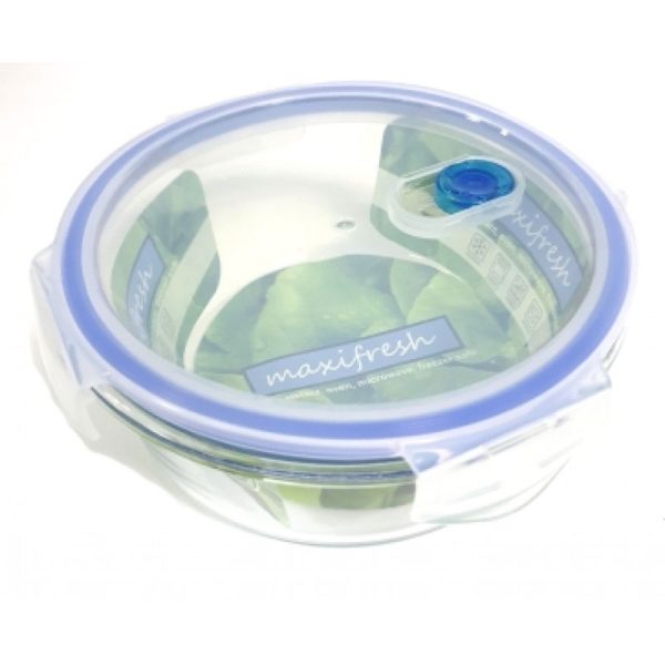 MAXIFRESH GLASS AIRTIGHT FOOD STORAGE CONTAINER ROUND 930ML