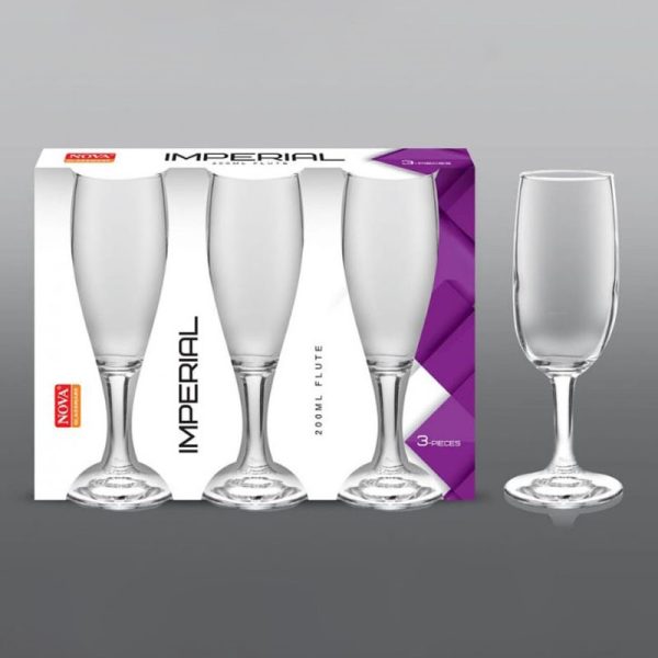 IMPERIAL GLASS FLUTE 200ML PACK OF 3