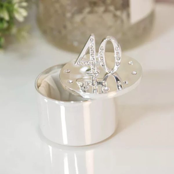 MILESTONES SILVER PLATED TRINKET BOX WITH CRYSTAL 40