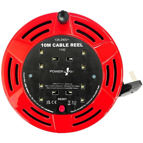 POWERPLUS 4 GANG 10 MTR EXTENSION REEL