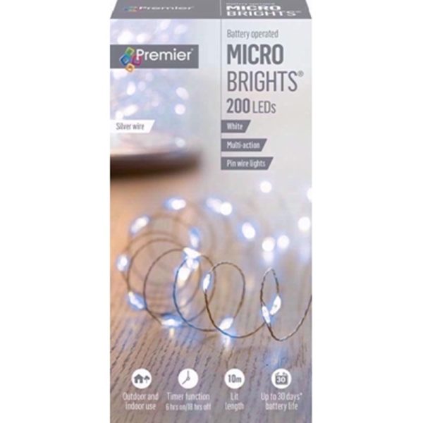 PREMIER MICRO BATTERY OPERATED LIGHTS 200 MULTI ACTION WHITE