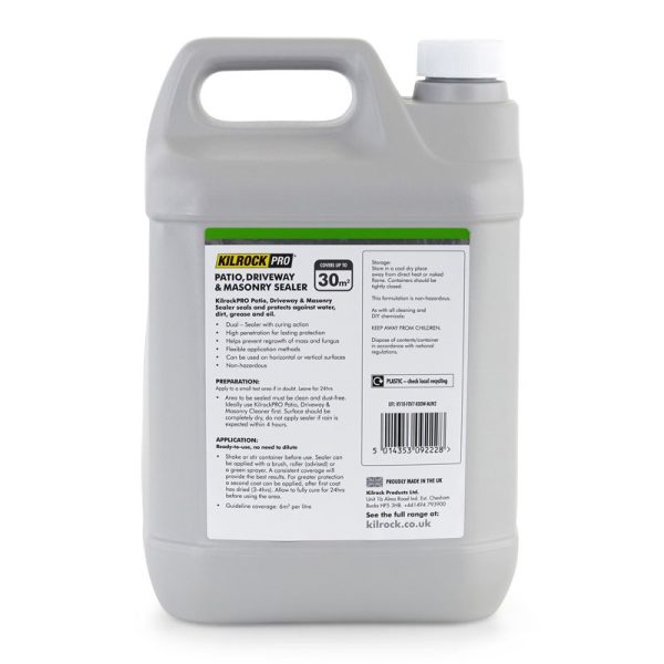KILROCK PRO PATIO, DRIVEWAY & MASONRY SEALER 5 LITRE