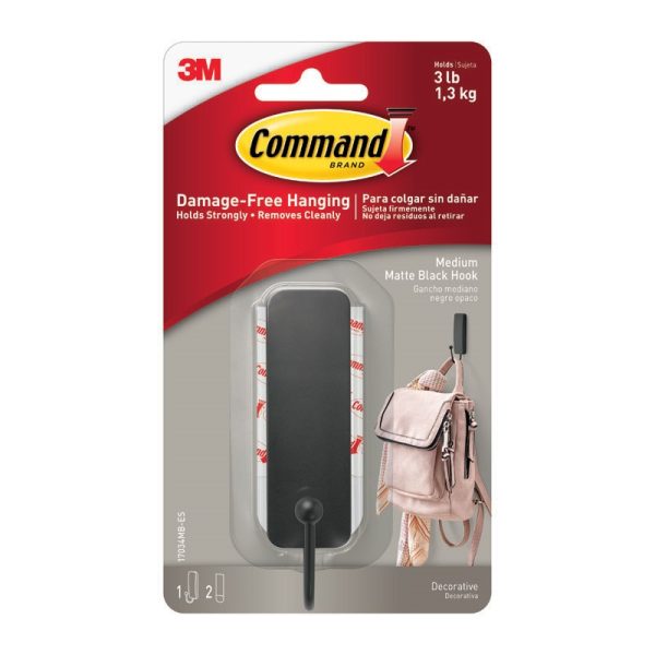 COMMAND LARGE MATTE BLACK DOUBLE HOOK