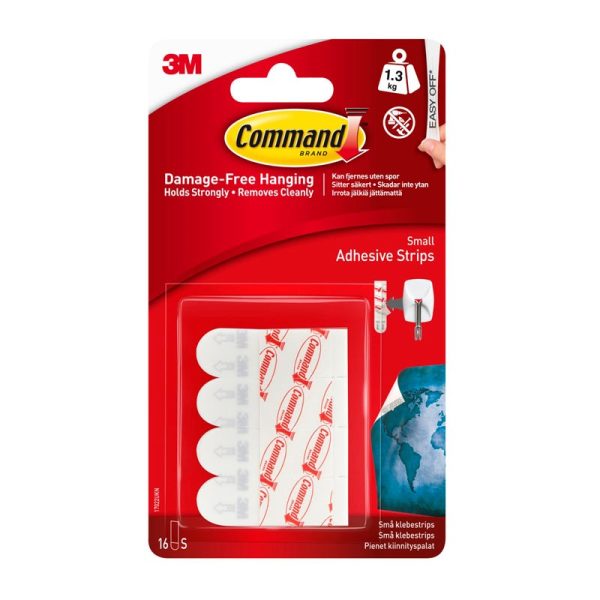 COMMAND SMALL ADHESIVE & REFILL STRIPS 16PC