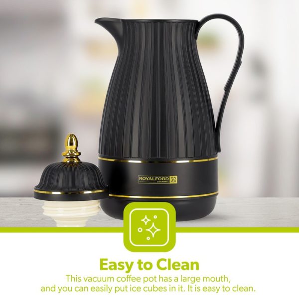 ROYALFORD VACUUM FLASK HAYA GLASS BLACK 1LTR