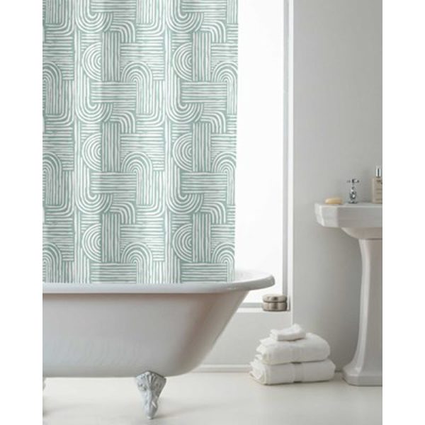 COUNTRYCLUB PEVA SHOWER CURTAIN WITH HOOKS BOHO WAVES