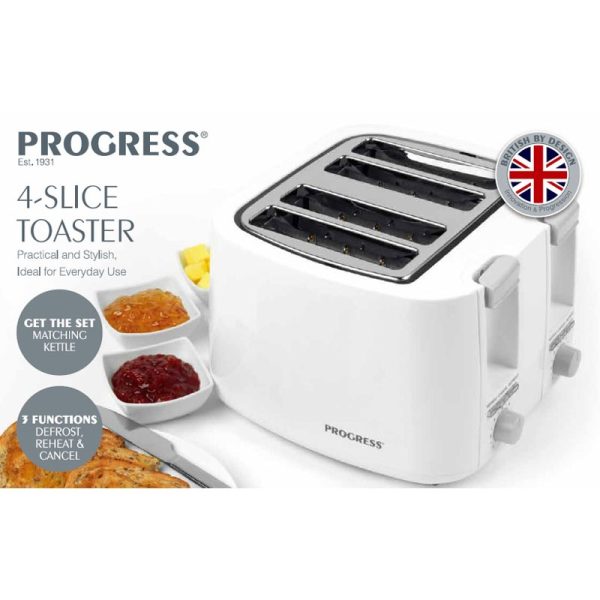 PROGRESS 4 SLICE TOASTER WHITE