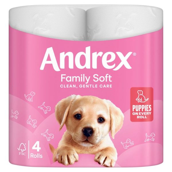 ANDREX TOILET ROLL PUPPY ON A ROLL GENTLE CLEAN 4'S PACK OF 6