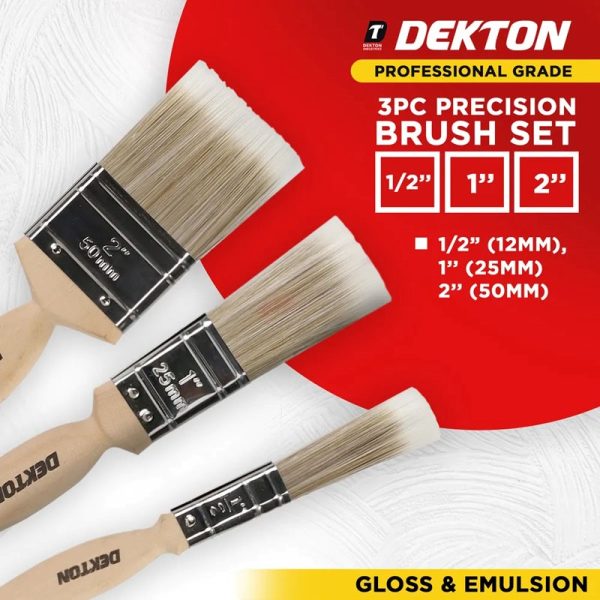 DEKTON PROFESSIONAL GRADE PAINT BRUSH PRECISION 3PC SET