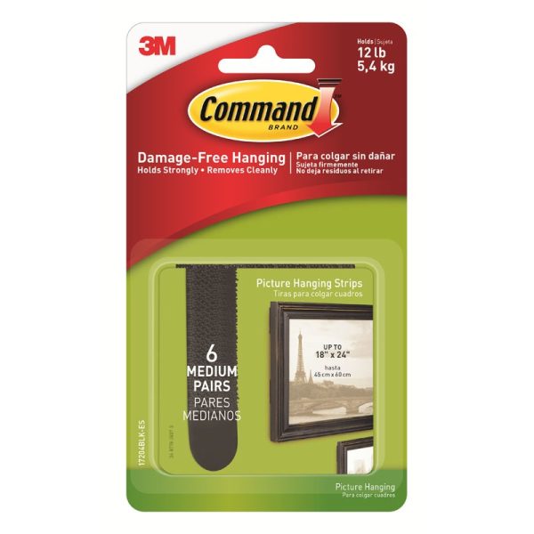 COMMAND MEDIUM PICTURE HANGING STRIP BLACK 6PC
