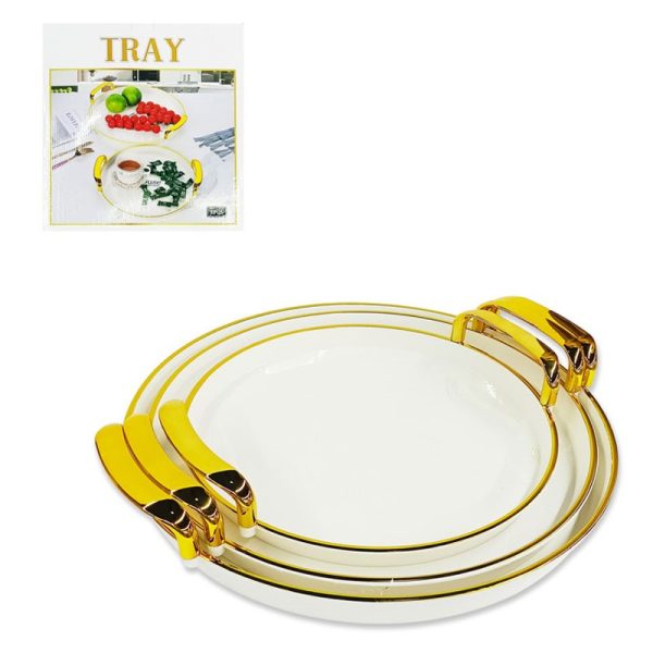 ADORN TRAY SET ROUND WHITE 3 PIECES 28/33/36CM