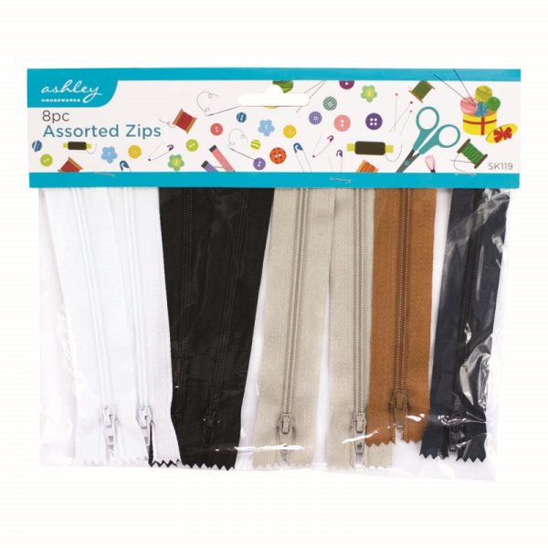 ASHLEY ZIPS ASSORTED 8PC