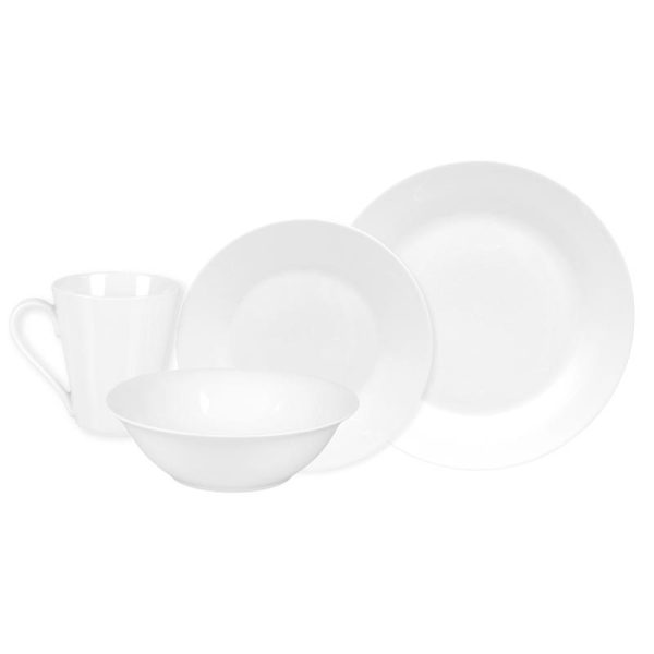 ONYA DINNER SET 16 PIECES 4 MUGS 4 BOWLS 4 DINNER PLATES 4 SIDE PLATES PURE PERFECTION WHITE