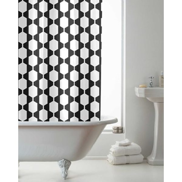 COUNTRYCLUB PEVA SHOWER CURTAIN WITH HOOKS RETRO MONO