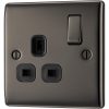 BG BLACK NICKEL 1 GANG SINGLE SWITCH SOCKET