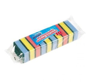 Duzzit Multicoloured Sponge Scourers Pack Of 10