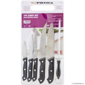 Prima 7pc Knife Set With Chopping Board & Sharpener