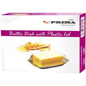 Prima Stainless Steel Butter Dish With Plastic Acrylic Lid Set