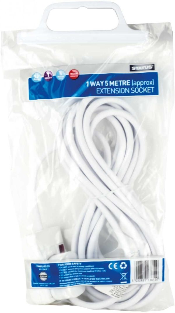 Status 1 Way Extension Socket 5m Neon Plug