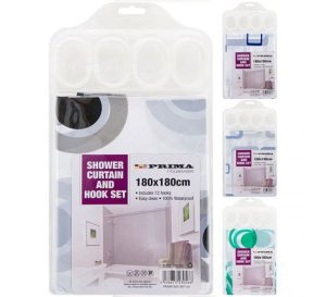 Prima Shower Curtain And Hook Set 180 X 180cm
