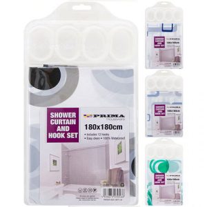 Prima Shower Curtain And Hook Set 180 X 180cm