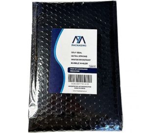 Size D Black Metallic Bubble Water-Resistant Mailing Bags Pack Of 3 180mm X 265mm