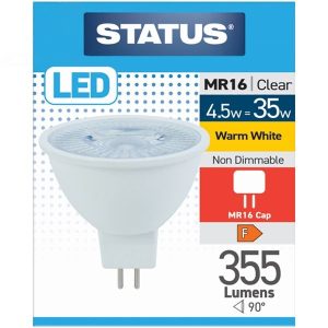 Status 4.5W-35W MR16 Clear Warm White LED Light Bulb