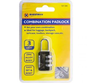 Marksman 3-Digit Combination Zinc Alloy Slim Padlock