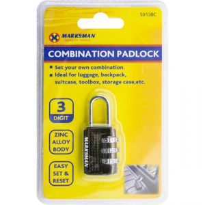Marksman 3-Digit Combination Zinc Alloy Slim Padlock
