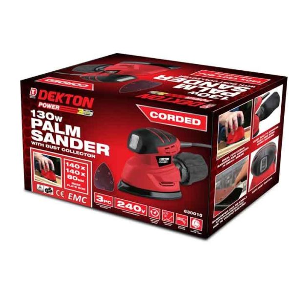 Dekton 130W Power Palm Sander with Dust Collector