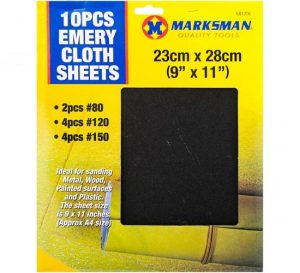 Marksman Assorted Emery Cloth Sheets 23cm X 28cm