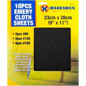 Marksman Assorted Emery Cloth Sheets 23cm X 28cm
