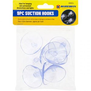 Marksman Clear Suction Hooks 4.5cm 9pc
