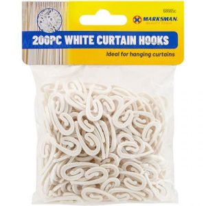Marksman White Curtain Hooks 200pc