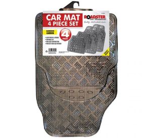 Roadster Aluminium Carbon Car Mat Set 4pc
