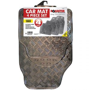Roadster Aluminium Carbon Car Mat Set 4pc
