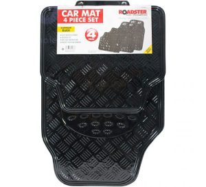 Roadster Aluminium Black Car Mat Set 4pc